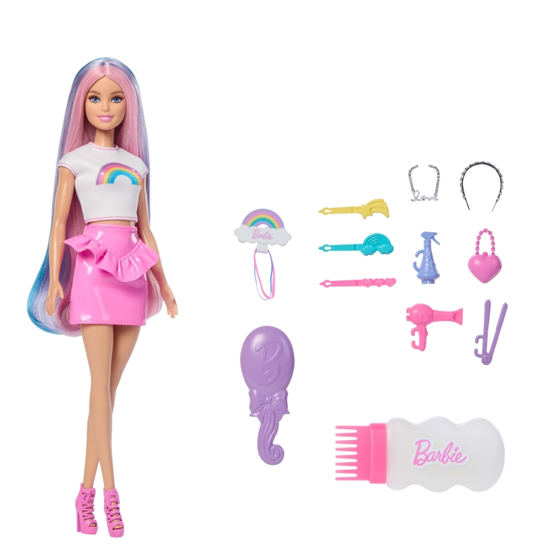 Barbie Capelli Arcobaleno, Bambola Alla Moda Con Capelli Extra Lunghi