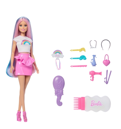 Barbie Capelli Arcobaleno, Bambola Alla Moda Con Capelli Extra Lunghi