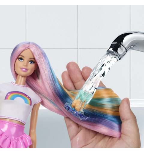 Barbie Rainbow Sparkle Hair Fashion Doll with Extra-Long Hair and 12 Styling Accessories