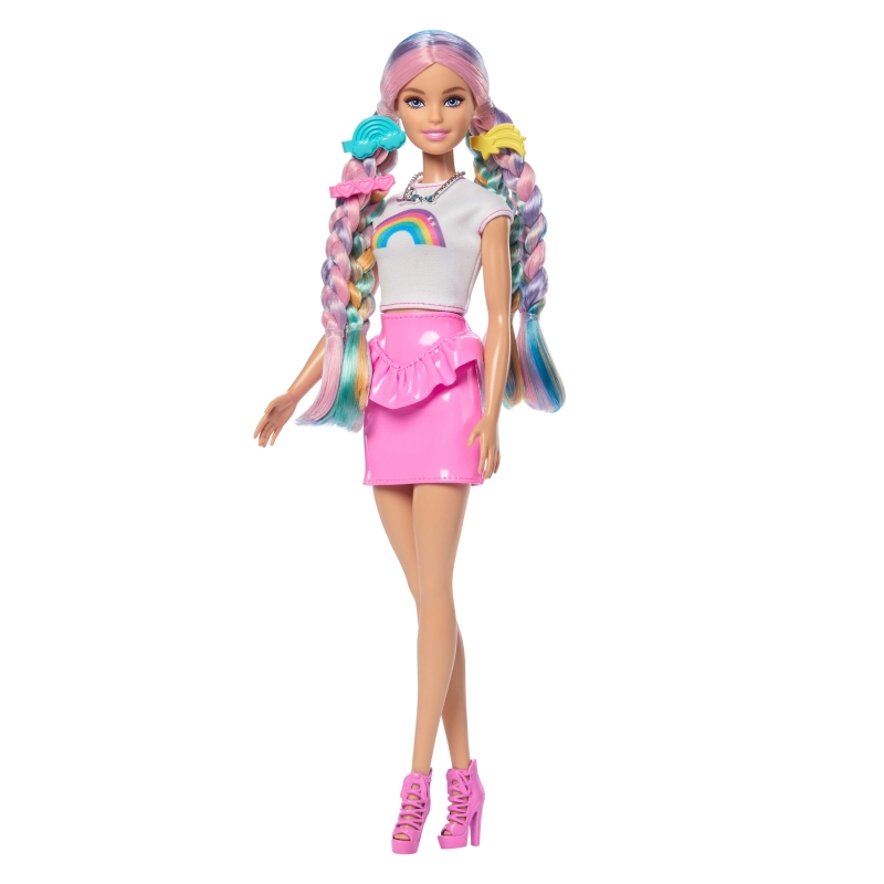 Barbie Barbie-Chevelure Arc-en-Ciel Paillettes-Poupée avec chevelure colorée