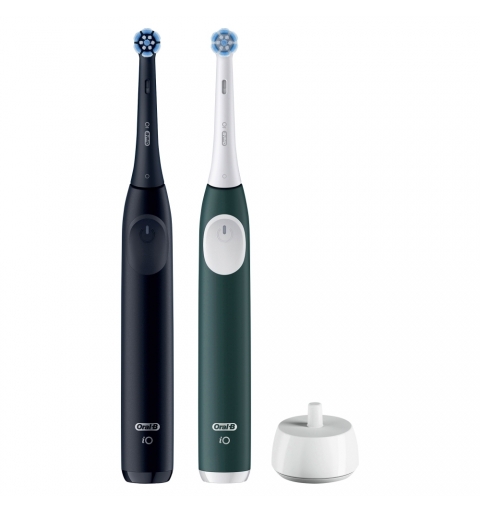 Oral-B iO 2 Spazzolino Elettrico Oral B, Nero e Verde, 1 Testina Di Ricambio, 2 Spazzolini, Delicato sulle Gengive, Efficace