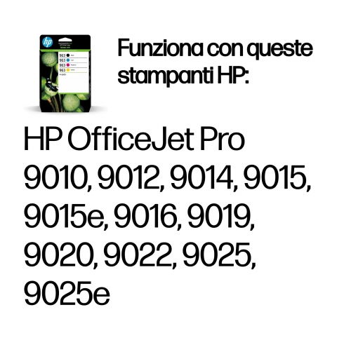 HP 963 Pack de 4 cartouches d'encre Noir Cyan Magenta Jaune authentiques