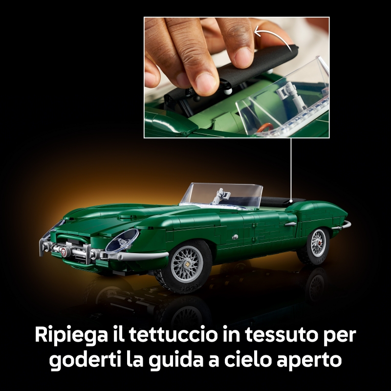 LEGO ICONS 11381 Jaguar E-Type, Modellino per Adulti di Auto con Motore 6 Cilindri e Kit di Attrezzi, Regalo da Collezione