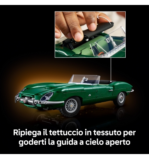 LEGO ICONS 11381 Jaguar E-Type, Modellino per Adulti di Auto con Motore 6 Cilindri e Kit di Attrezzi, Regalo da Collezione