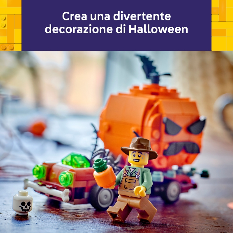 LEGO Iconic 40822 Furgone di Halloween Giocattolo, Kit Arti e Mestieri con Zucca e Minifigure del Contadino, Regalo per Bambini