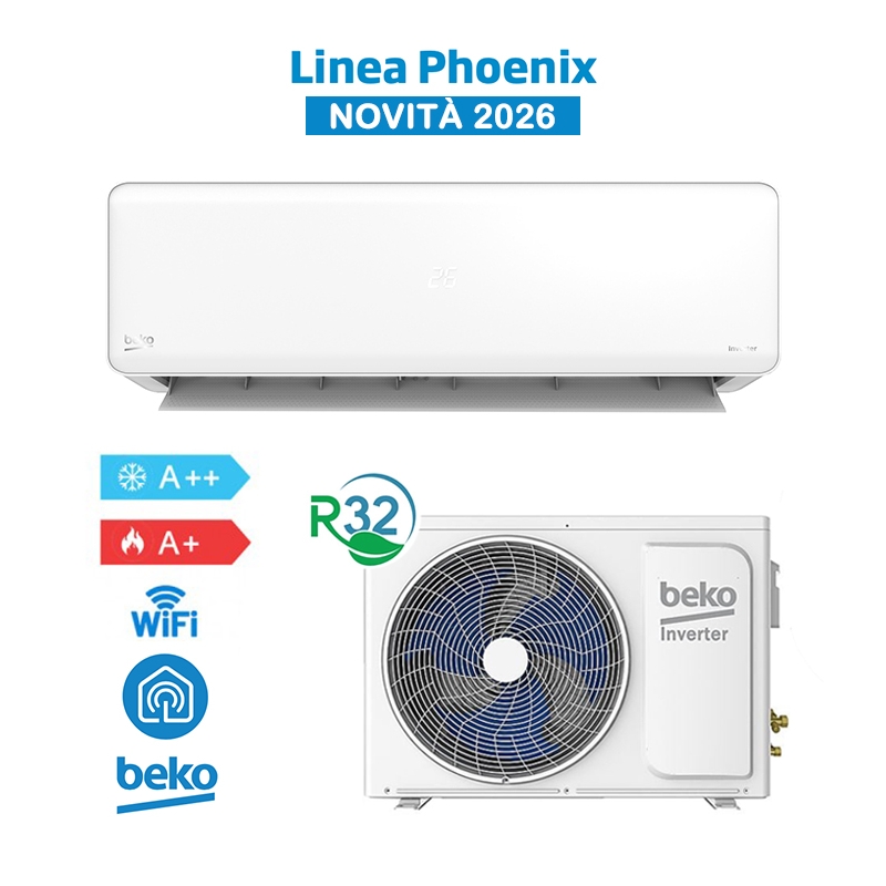 Beko BEHPE185 + BEHPE186 Klimaanlage 18000Btu A++/A+ 5Kw Phoenix 2026 WiFi, R32 Inverter, Weiß - Neuheit