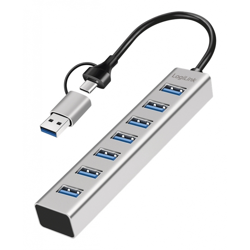 LogiLink UA0441 hub di interfaccia USB 3.2 Gen 1 (3.1 Gen 1) Type-A + Type-C 5000 Mbit s Grigio