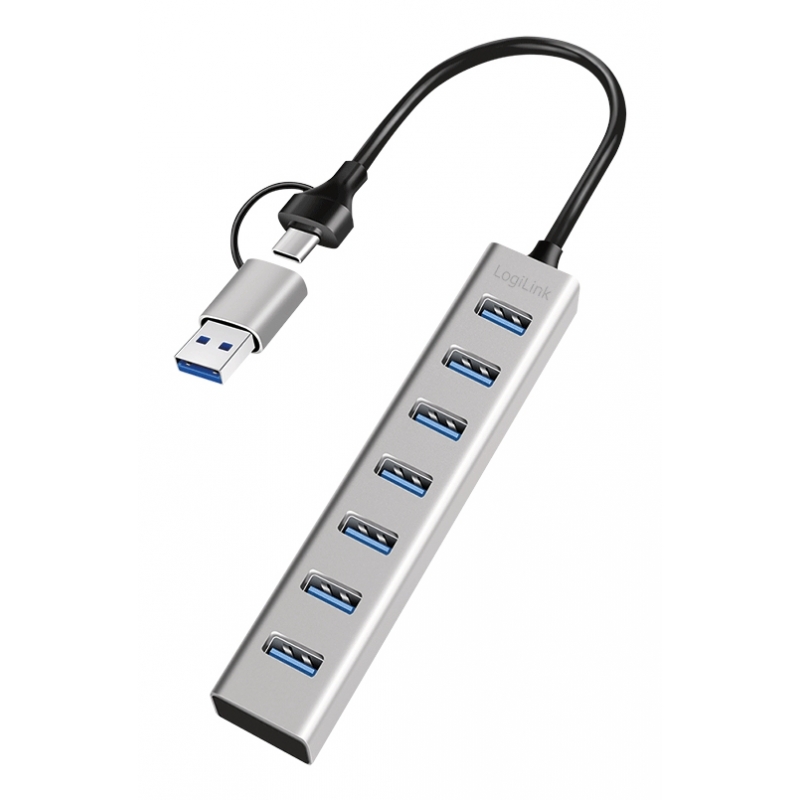 LogiLink UA0441 hub di interfaccia USB 3.2 Gen 1 (3.1 Gen 1) Type-A + Type-C 5000 Mbit s Grigio
