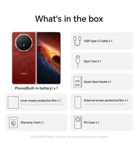 Honor MAGIC V6 16,6 cm (6.52") Ranura híbrida Dual SIM 5G USB Tipo C 16 GB 512 GB 6660 mAh Rojo