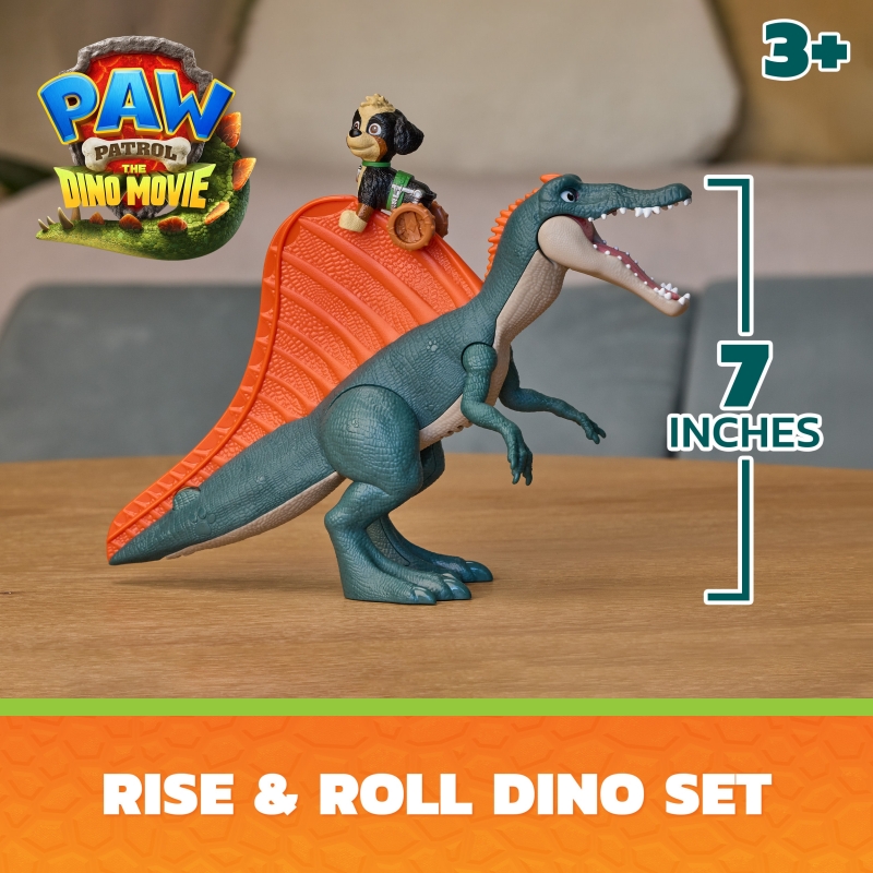 PAW Patrol Missione Dinosauri, Set Rex & Spinosauro, Include Dinosauro Giocattolo da 17,7 cm con Suoni e un Personaggio,