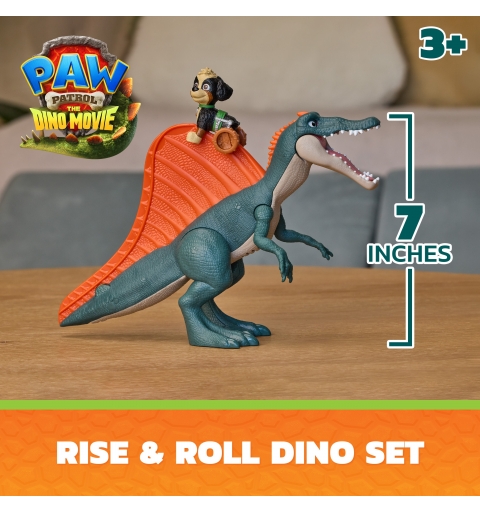 PAW Patrol Der Dino Film, Rise & Roll Dino Set, Rex-Figur mit Spinosaurus-Dinofigur