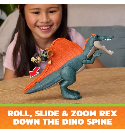 PAW Patrol The Dino Movie, Rise & Roll Dino Set, Includes 7-Inch Spinosaurus Dinosaur Toy with Sounds & Rex Action Figure,
