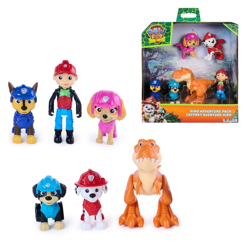 PAW Patrol The Dino Movie, Dino Adventure Pack, Collect 6 Action Figures including Ryder, Rex, and Timmy the T-Rex, Preschool