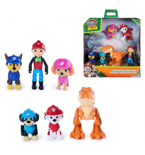 PAW Patrol The Dino Movie, Dino Adventure Pack, Collect 6 Action Figures including Ryder, Rex, and Timmy the T-Rex, Preschool