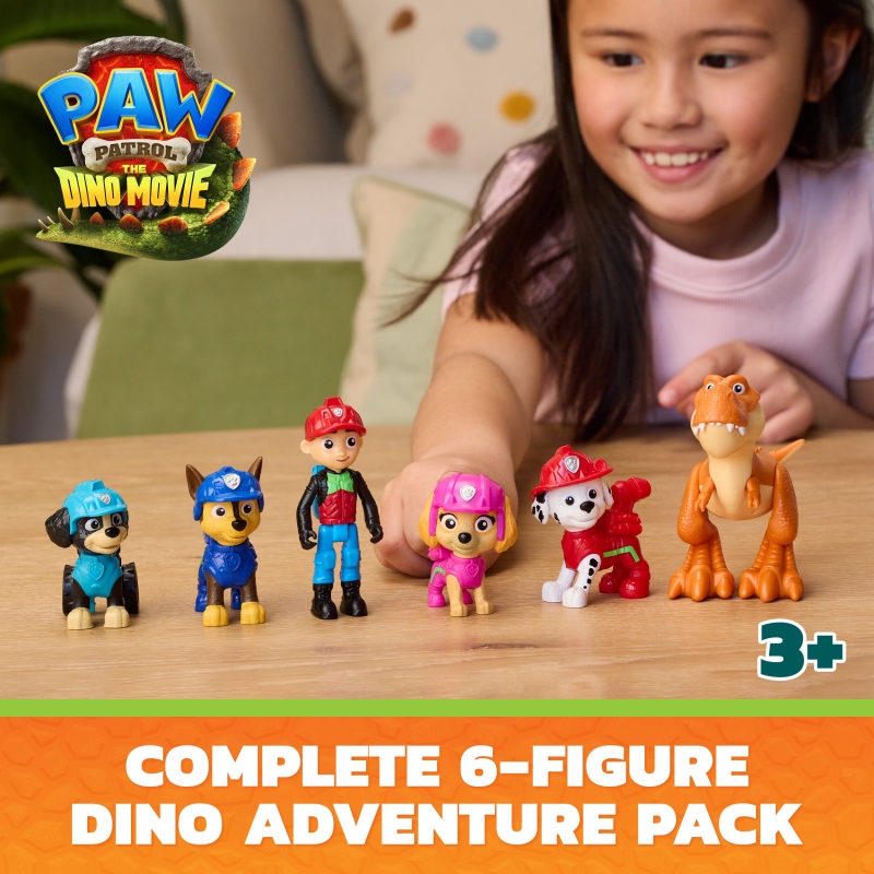 PAW Patrol Der Dino Film, Dino Abenteuer Figuren-Geschenkset, 6er-Pack