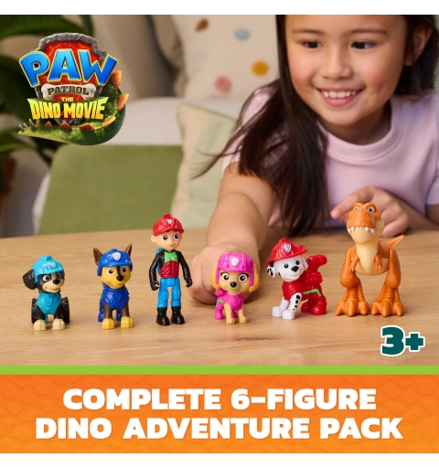 PAW Patrol Der Dino Film, Dino Abenteuer Figuren-Geschenkset, 6er-Pack