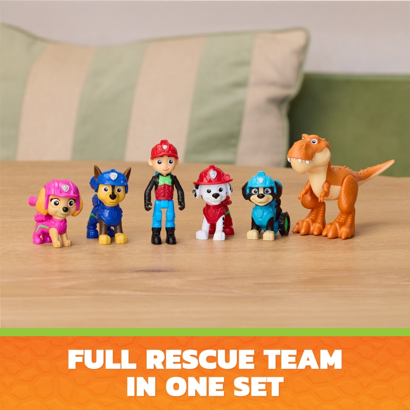 PAW Patrol The Dino Movie, Dino Adventure Pack, Collect 6 Action Figures including Ryder, Rex, and Timmy the T-Rex, Preschool