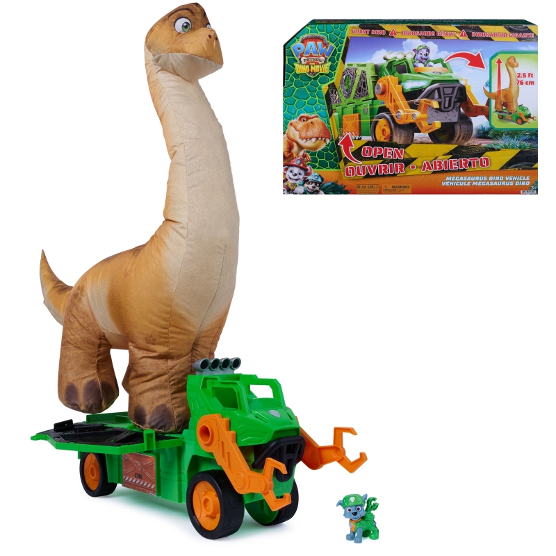 PAW Patrol Der Dino Film, Rockys Megasaurus Transport-Fahrzeug, per Knopfdruck aufblasbarer Dino