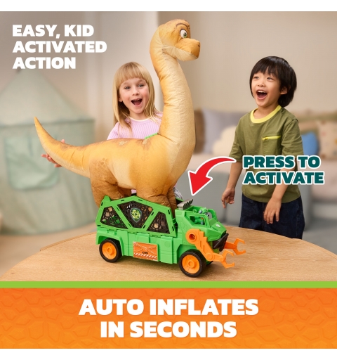 PAW Patrol Der Dino Film, Rockys Megasaurus Transport-Fahrzeug, per Knopfdruck aufblasbarer Dino