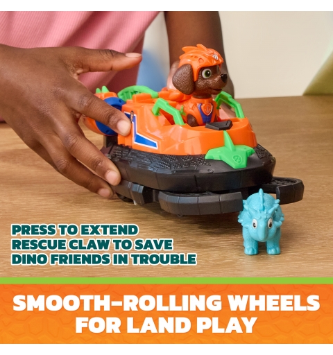 PAW Patrol Missione Dinosauri, hovercraft di Zuma Dino Rescue, con Tenaglia di Salvataggio Estendibile, 2 Personaggi e un