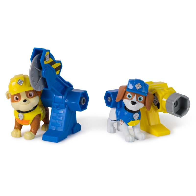 Rubble & Crew , Power Tool Pups, Rubble & Wheeler Toy Figures with 2 Construction Tools & 2 Building Accessories, Kids Toys for