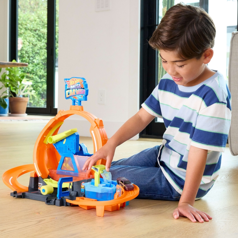 Hot Wheels City Mega Loop Autowaschanlage-Spielset und 1 Color Shifters-Fahrzeug im Maßstab 1 64