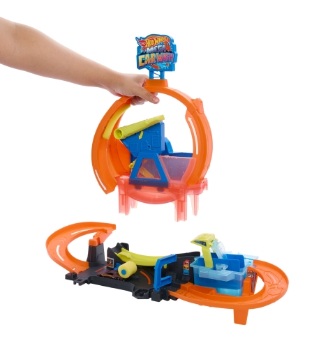 Hot Wheels City Conjunto de juego Megalavado de coches con looping de con 1 coche Color Shifters a escala 1 64