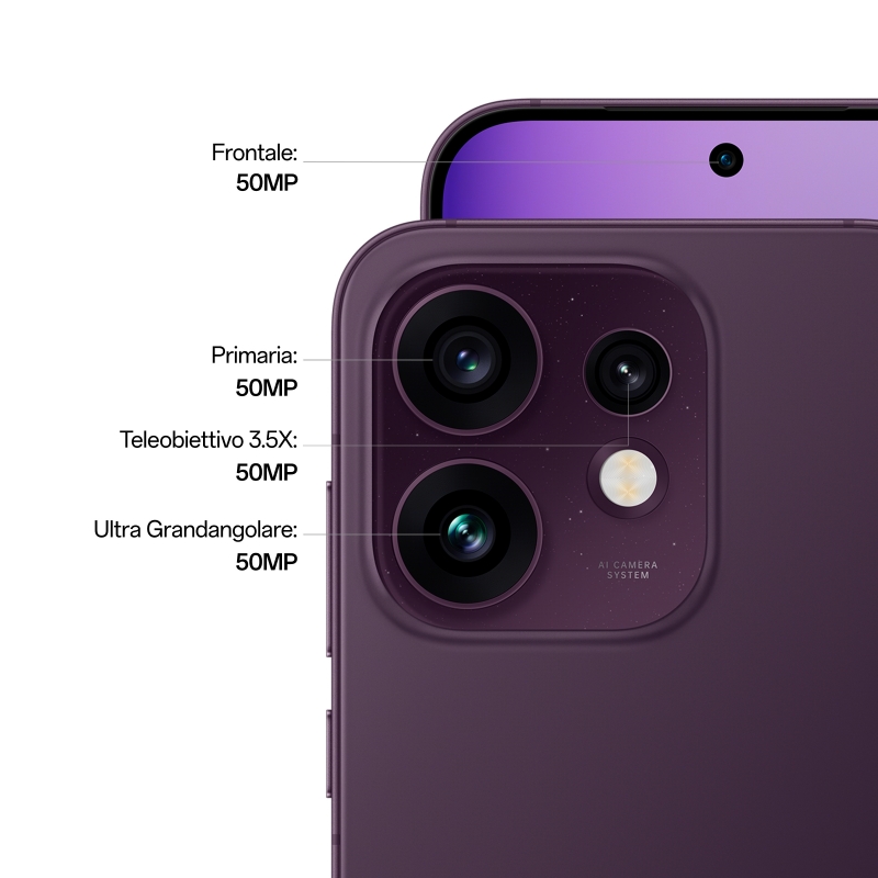 OPPO Reno16 5G 16,1 cm (6.32") SIM doble Android 16.0 USB Tipo C 8 GB 512 GB 6000 mAh Púrpura