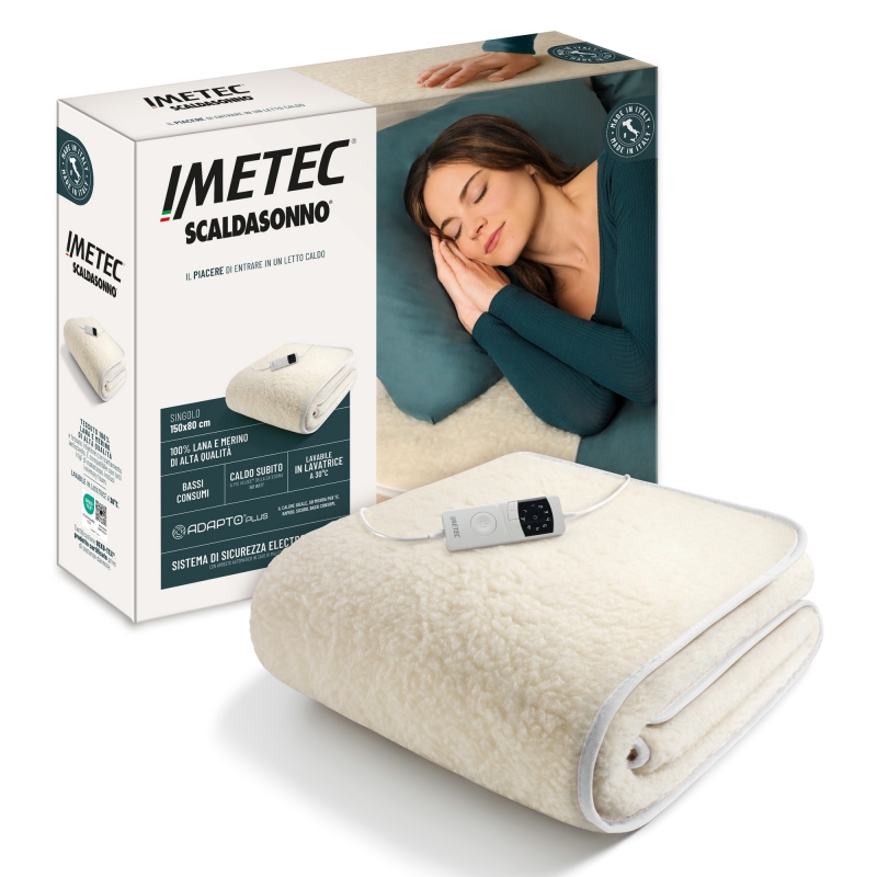 Imetec Adapto Plus Lana-Merino Sing Calentador de cama eléctrico 150 W Natural Lana, Poliéster