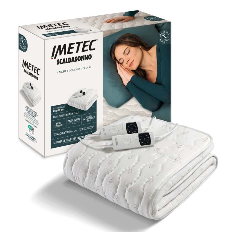 Imetec Adapto Plus Cotone Calentador de cama eléctrico 150 W Blanco Algodón, Poliéster