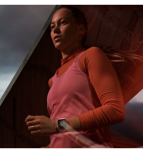 Apple Watch Series 9 GPS + Cellular Cassa 45mm in Alluminio Argento con Cinturino Sport Blu Tempesta - M L