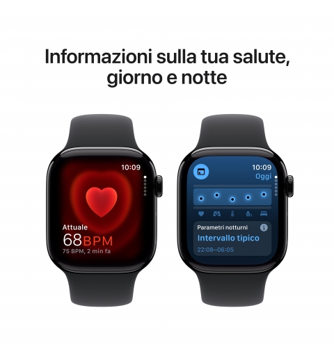 Apple Watch Series 10 Serie 10 GPS + Cellular 42mm Cassa in Alluminio color Jet Black con Nero Sport Band - M L