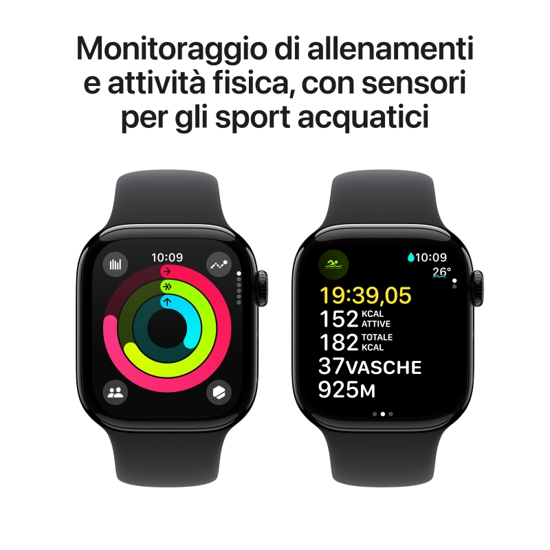 Apple Watch Series 10 OLED 42 mm Digital 374 x 446 Pixeles Pantalla táctil 4G Negro Wifi GPS (satélite)