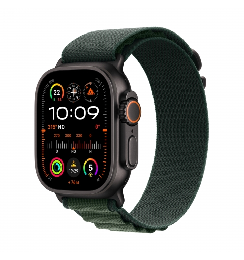Apple Watch Ultra 2 GPS + Cellular 49mm Cassa Titanio Nero con Dark Green Alpine Loop - Large