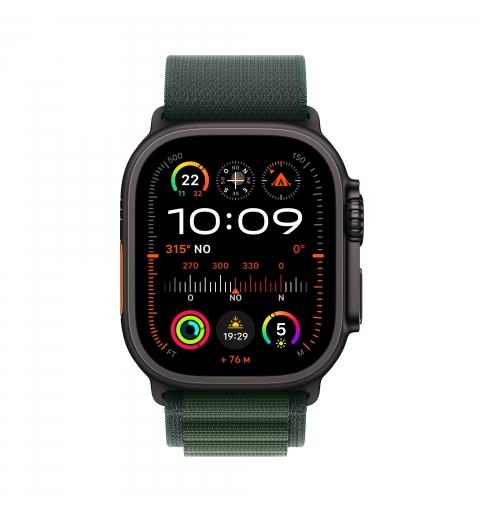 Apple Watch Ultra 2 GPS + Cellular 49mm Cassa Titanio Nero con Dark Green Alpine Loop - Large