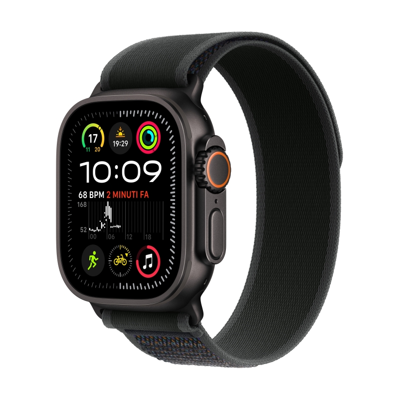 Apple Watch Ultra 2 GPS + Cellular 49mm Cassa Titanio Nero con Nero Trail Loop - M L Apple Watch Ultra 2 GPS + Cellular 49mm Cassa Titanio Nero con Nero Trail Loop - M L