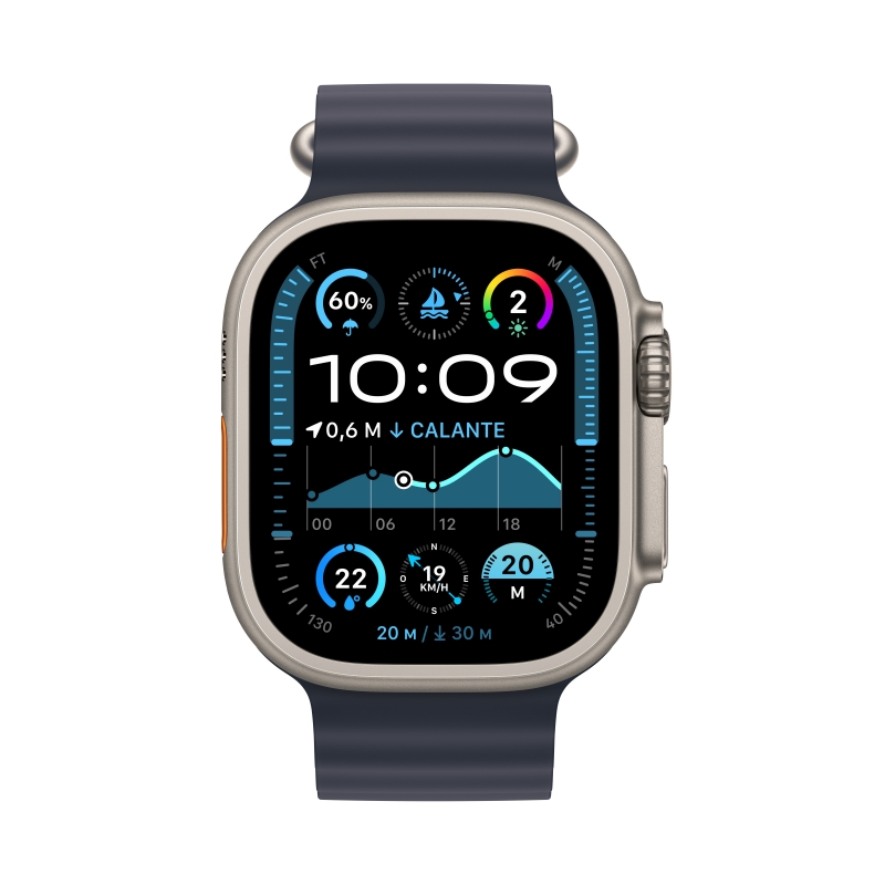 Apple Watch Ultra 2 GPS + Cellular 49mm Cassa in Titanio con Navy Ocean Band