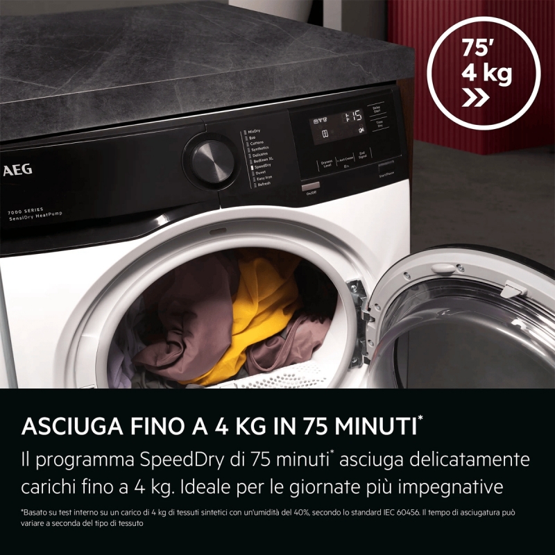 AEG TR7HE1C9 sèche-linge Pose libre Charge avant 9 kg Blanc