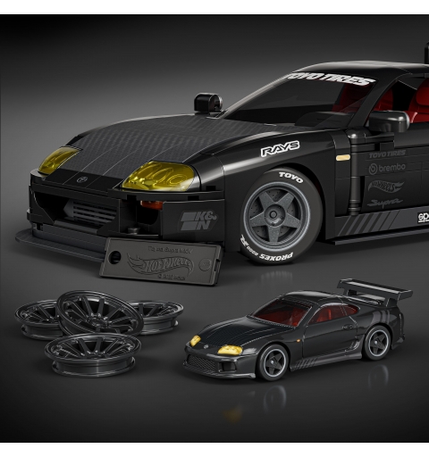 Mattel Brick Shop Hot Wheels ’94 Toyota Supra MKIV-Bauspielzeugset (824 Teile), für Sammler