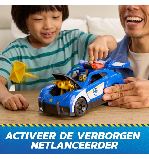 PAW Patrol Search & Rescue, Auto della Polizia di Chase con Personaggio e 2 Proiettili, Luci, Suoni e Lanciatore Nascosto,