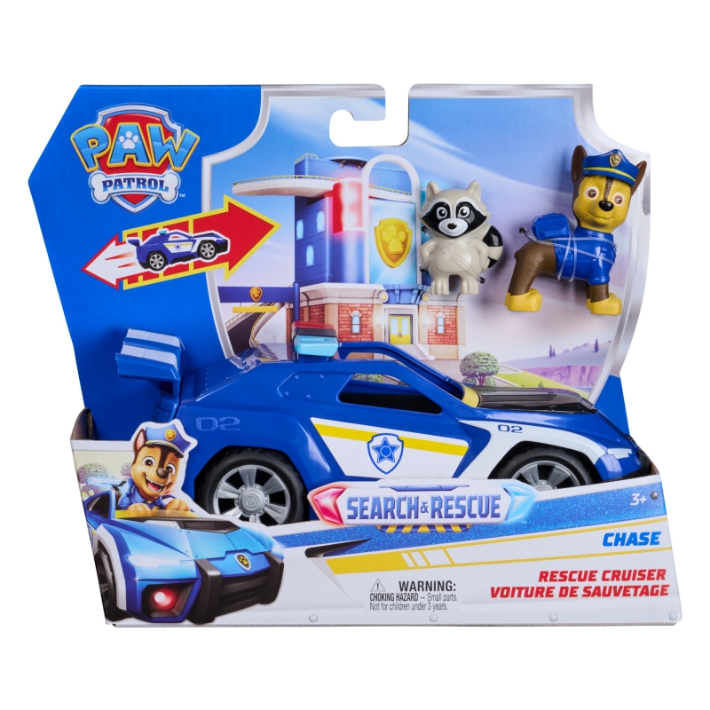 PAW Patrol Search & Rescue, Auto della Polizia di Chase con 2 Personaggi, a Retrocarica, Giocattoli per Bambini e Bambine, 3+