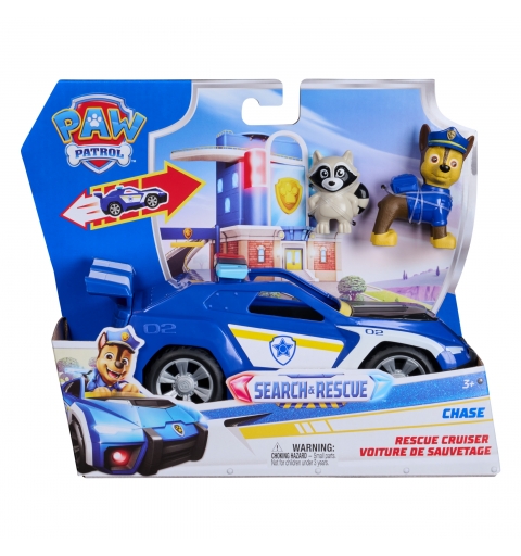 PAW Patrol Search & Rescue, Auto della Polizia di Chase con 2 Personaggi, a Retrocarica, Giocattoli per Bambini e Bambine, 3+