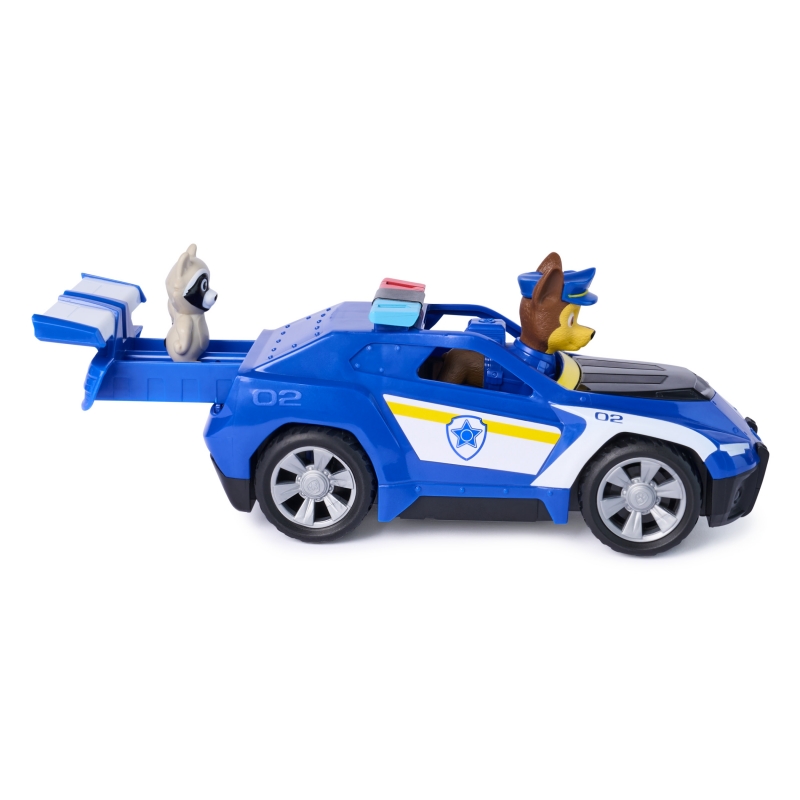 PAW Patrol Patrulla Canina - Pack Coche de Policía de Rescate Search & Rescue + Figura de Chase y Mapache - Patrulla Canina