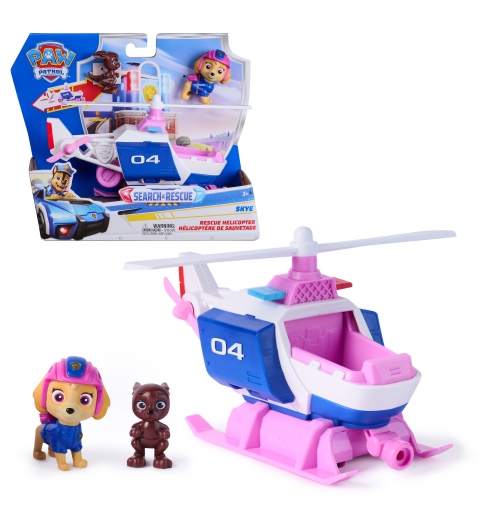 PAW Patrol Patrulla Canina - Pack Helicóptero de Rescate Search & Rescue + Figura de Skye y Canguro - Patrulla Canina Juguetes,