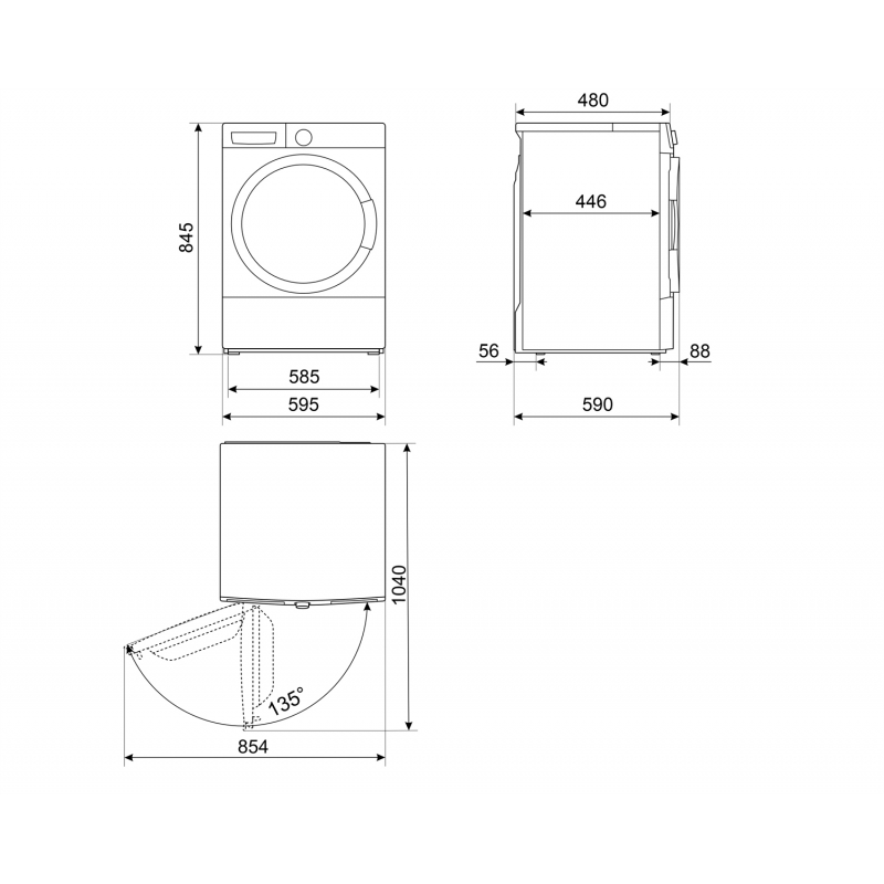 Smeg W3104A10 washing machine Front-load 10 kg 1400 RPM White