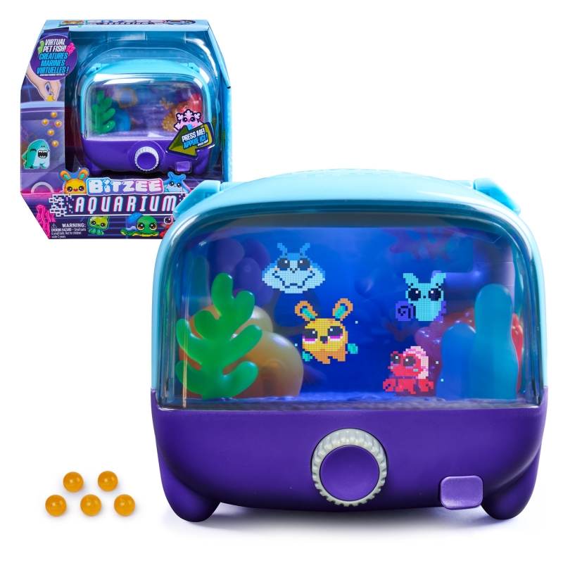 Bitzee , Aquarium, tanque de mascotas digitales interactivas con 30 criaturas marinas virtuales, gran pantalla y luces led,