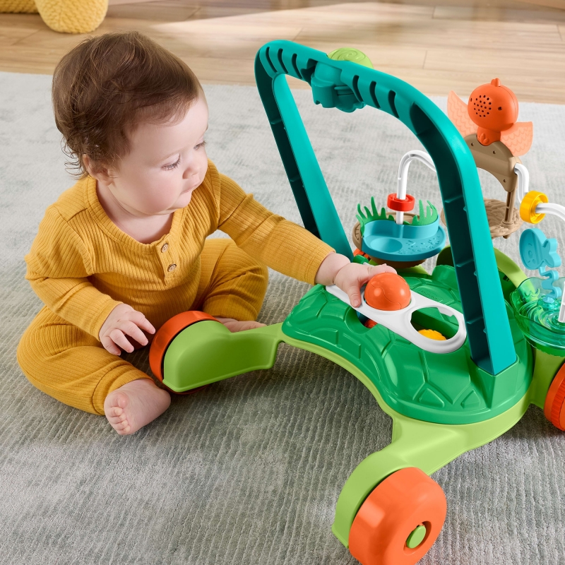Fisher-Price „Moves with You“-Schildkröten-Lauflernwagen, Schiebespielzeug für Babys und Kleinkinder, 5 Bälle
