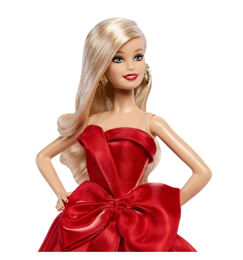 Barbie Signature 2026 Holiday Fashion Doll, Seasonal Collector, Blonde with Red Gown with Bow Detail