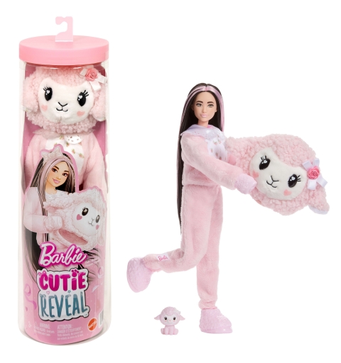 Barbie Cutie Reveal Doll & Accessories, Cuddly Series Lamb with 10 Surprises