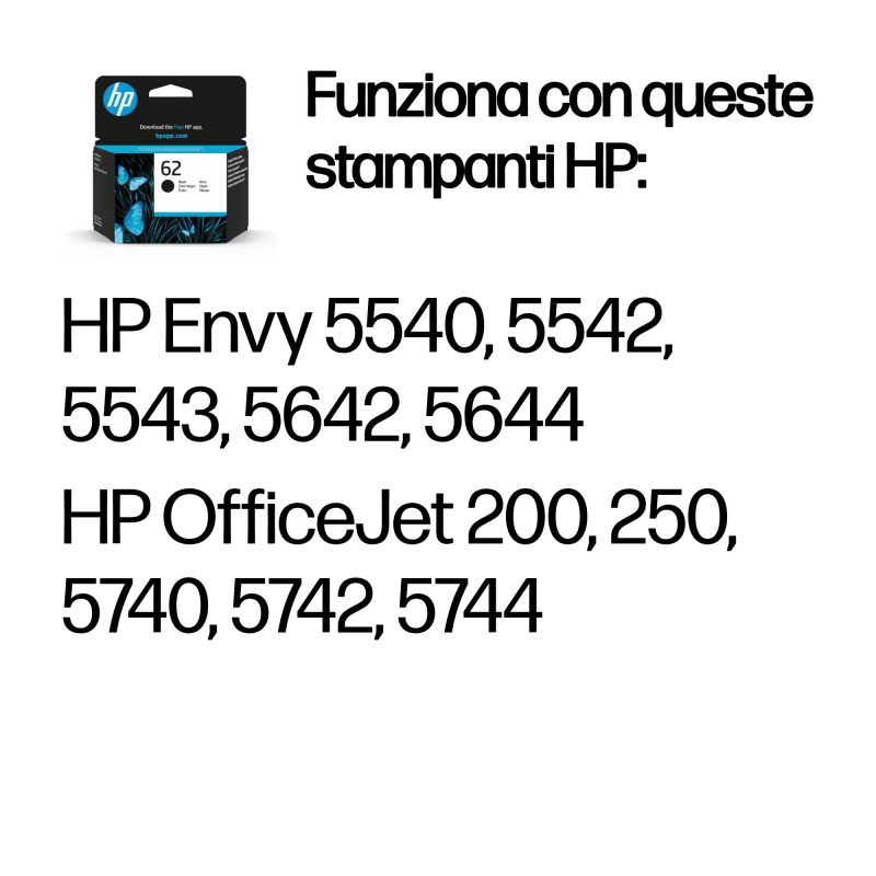 HP Cartucho de tinta original 62 negro